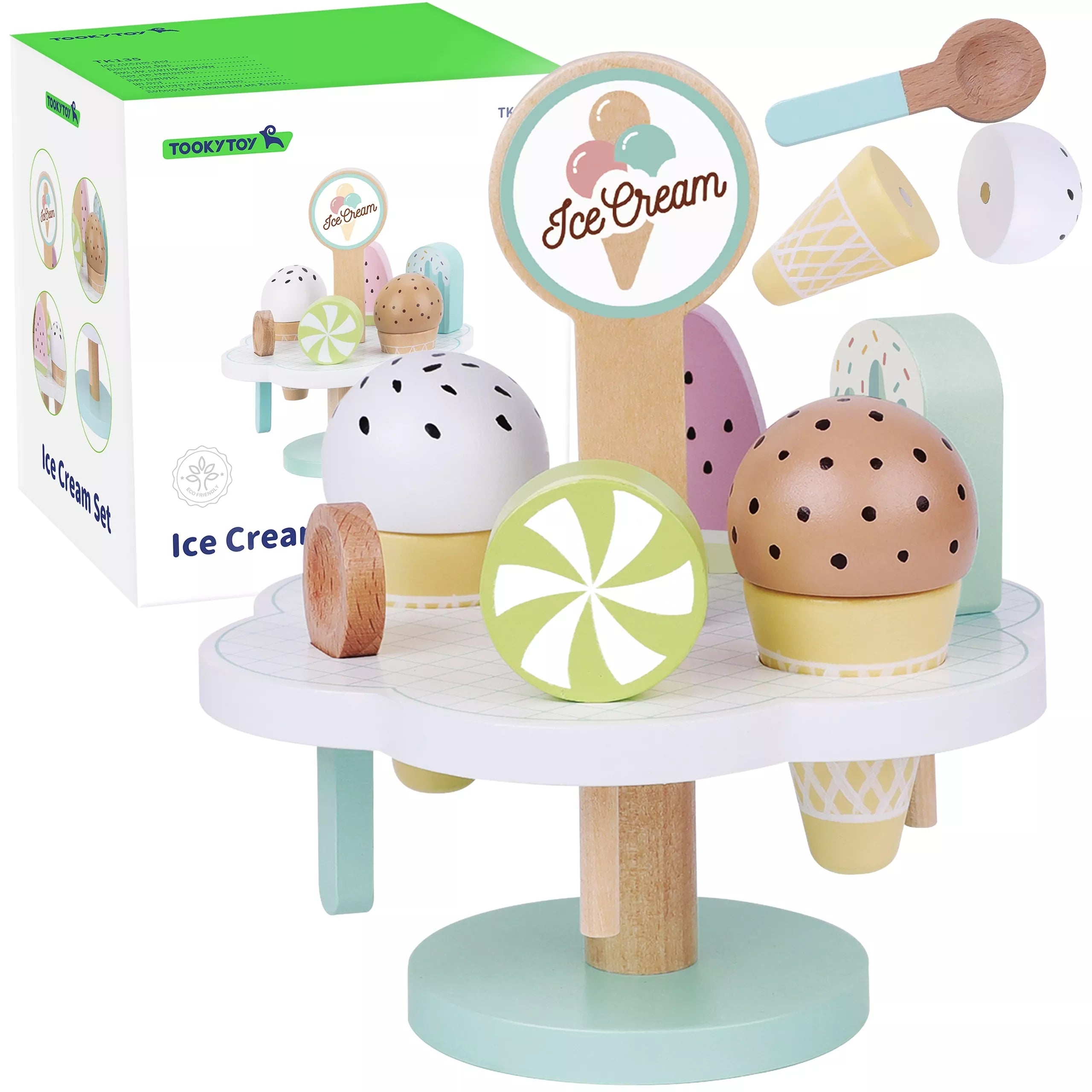 TOOKY TOYS rinkinys XL Ice Cream Parlor Mediniai ledai ant stovo